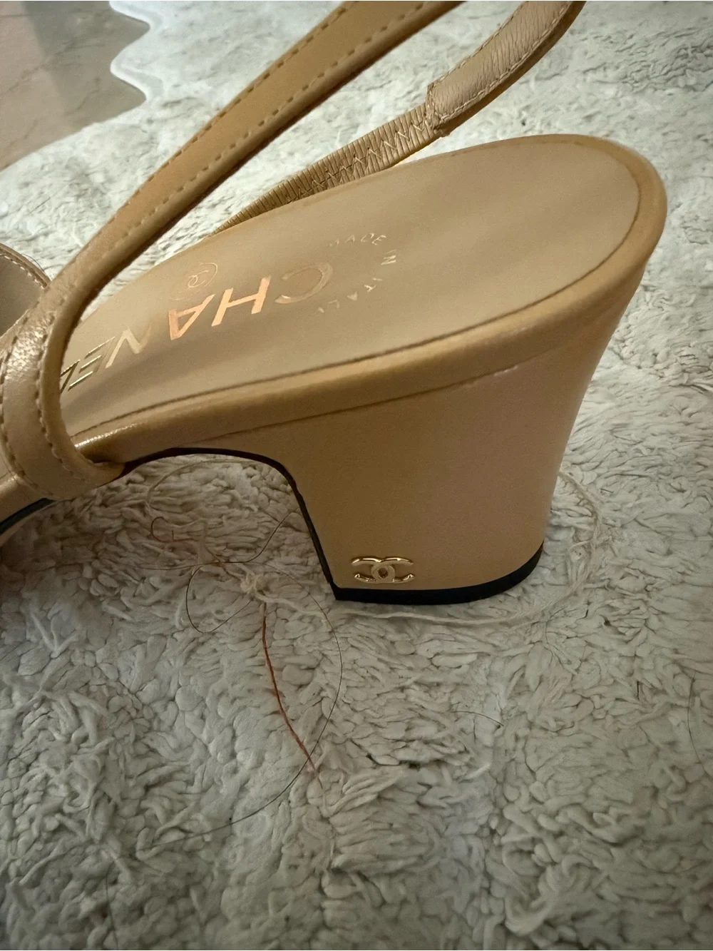 CHANEL Beige and Black Two-Tone Slingback Mules